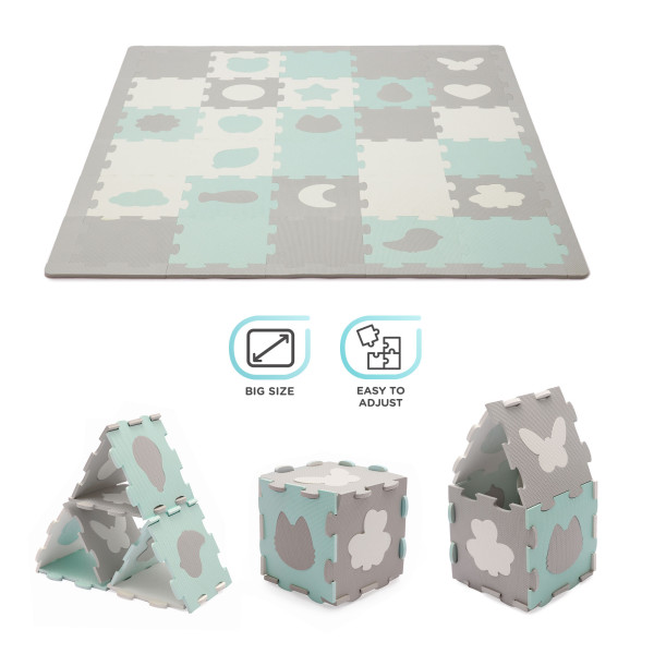 Коврик-пазл Kinderkraft Luno Shapes Mint, 30 элементов (KPLUSH00MIN0000)