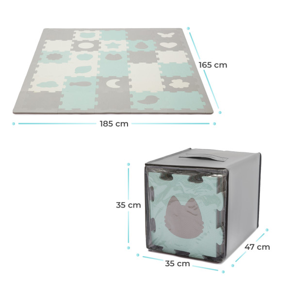 Коврик-пазл Kinderkraft Luno Shapes Mint, 30 элементов (KPLUSH00MIN0000)