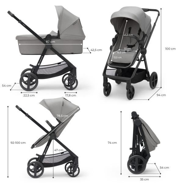 Универсальная коляска 3 в 1 Kinderkraft Newly Moonlight Grey