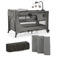 Кровать-манеж с пеленатором Kinderkraft Joy 2 Dark Grey (KLJOY02DGR000AC)