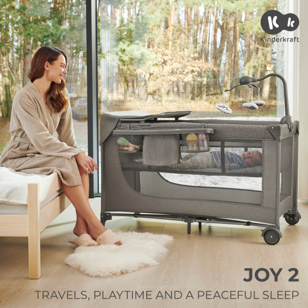 Кровать-манеж с пеленатором Kinderkraft Joy 2 Dark Grey (KLJOY02DGR000AC)
