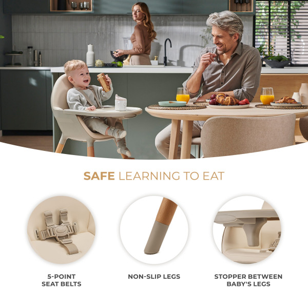 Стульчик для кормления 2 в 1 Kinderkraft Fini 2 Beige (KHFINI02BEG0000)
