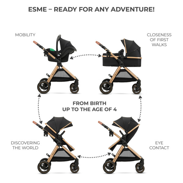 Универсальная коляска 3 в 1 Kinderkraft Esme Pure Black.