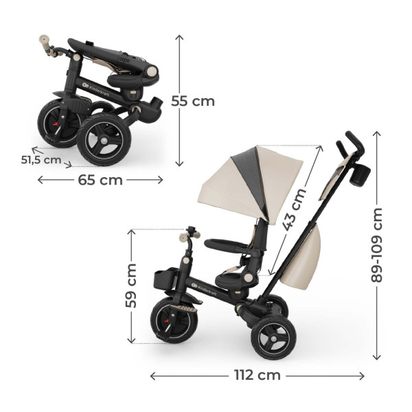 Трехколесный велосипед Kinderkraft Spinstep 2 Plus Beige (KRSPST02BEGPL00)