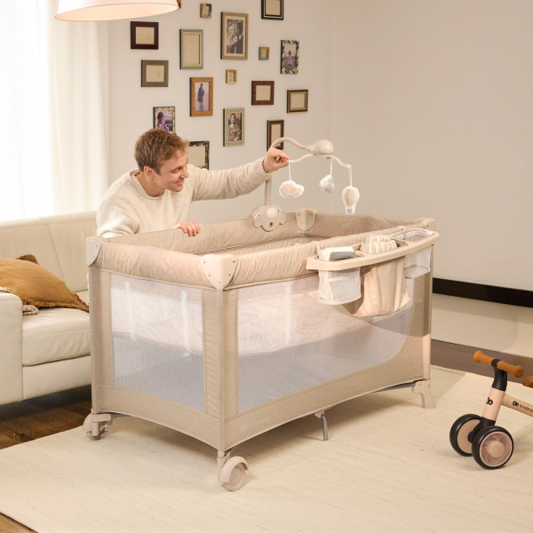 Кровать-манеж Kinderkraft Leody UP Beige (KCLEODUPBEG0000)