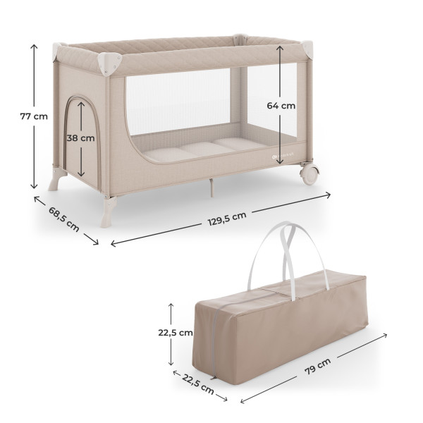 Кровать-манеж Kinderkraft Leody UP Beige (KCLEODUPBEG0000)