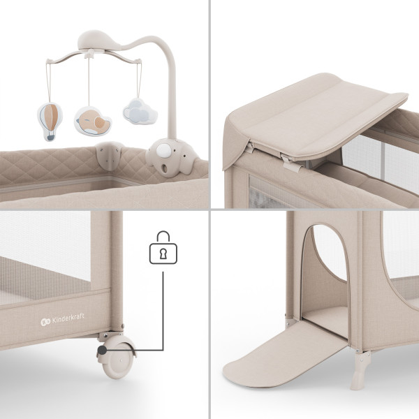 Кровать-манеж с пеленатором Kinderkraft Leody Up Beige (KCLEODUPBEG00AC)