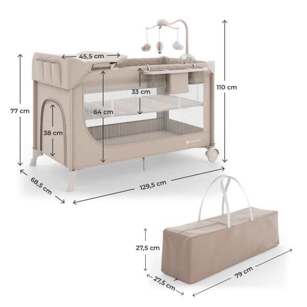 Кровать-манеж с пеленатором Kinderkraft Leody Up Beige (KCLEODUPBEG00AC)