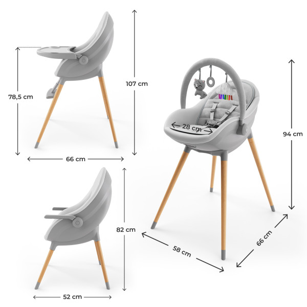 Стульчик для кормления 2 в 1 Kinderkraft Fini Up Grey (KHFINIUPGRY0000)