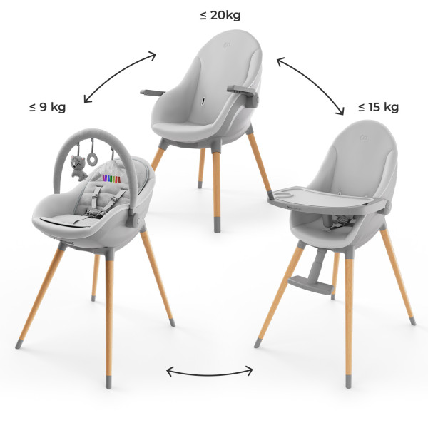 Стульчик для кормления 2 в 1 Kinderkraft Fini Up Grey (KHFINIUPGRY0000)