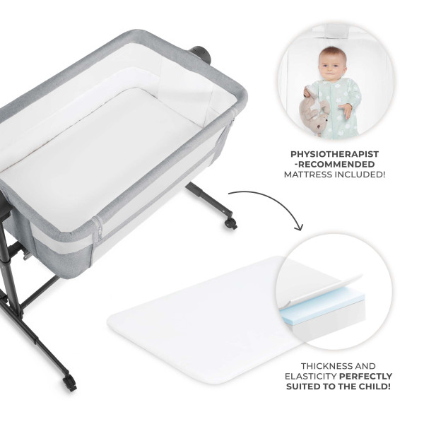 Приставная кровать-люлька Kinderkraft Nestee Up 2 Light Grey (KLNEE002LGR0000)