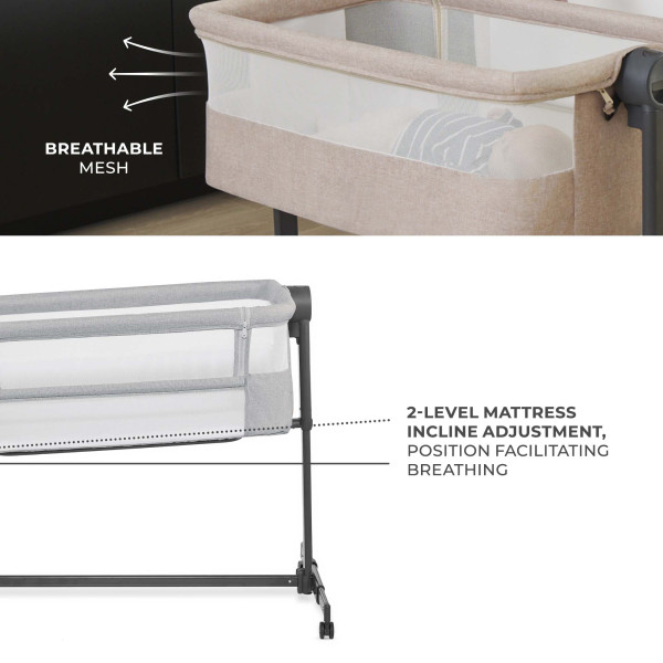 Приставная кровать-люлька Kinderkraft Nestee Up 2 Light Grey (KLNEE002LGR0000)